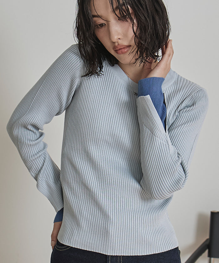ミエット miette スリットデザインリブニット （ボルドー） ボルドー