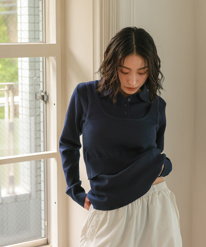 ミエット miette タンクセットポロニット （ネイビー） ネイビー