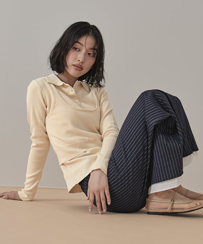 ミエット miette タンクセットポロニット （ネイビー） ネイビー