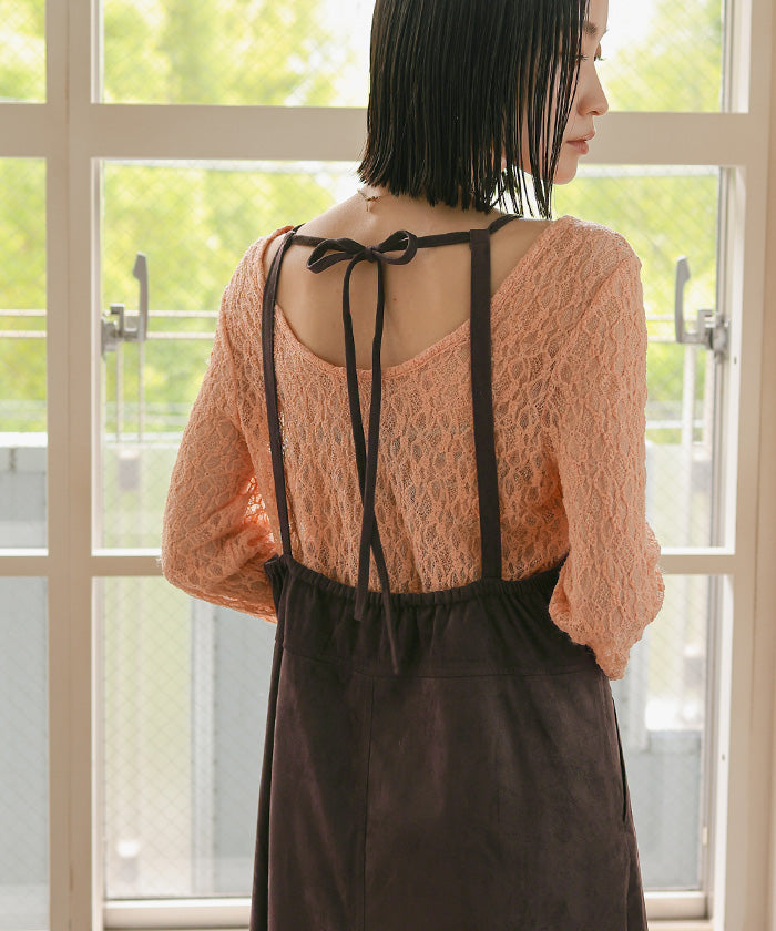 ミエット miette バックリボンスエードワンピース （ブラック） ブラック