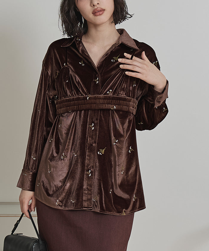 ミエット miette ビスチェセットベロアシャツ （ブラック） ブラック