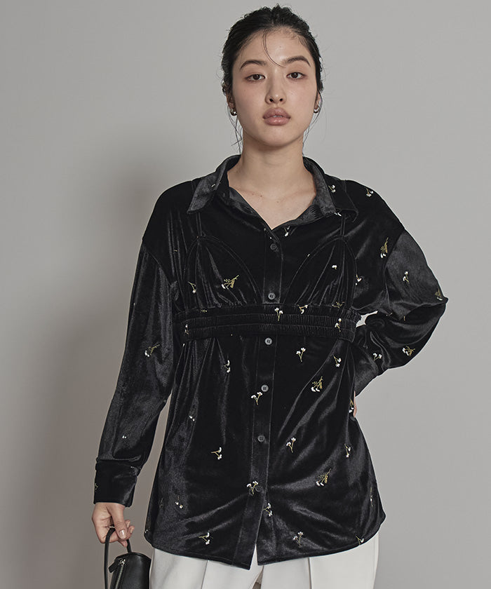 ミエット miette ビスチェセットベロアシャツ （ブラック） ブラック