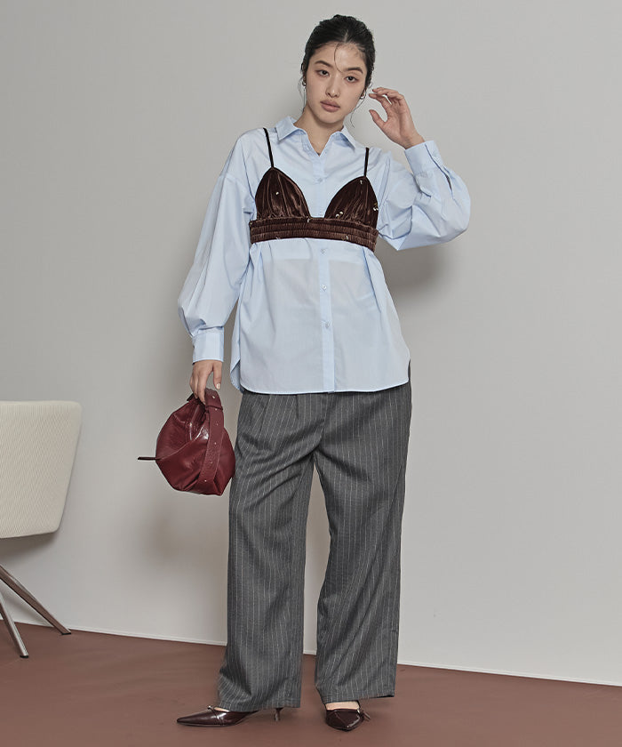 ミエット miette ビスチェセットベロアシャツ （ブラック） ブラック