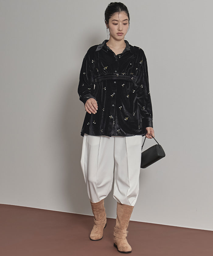 ミエット miette ビスチェセットベロアシャツ （ブラック） ブラック