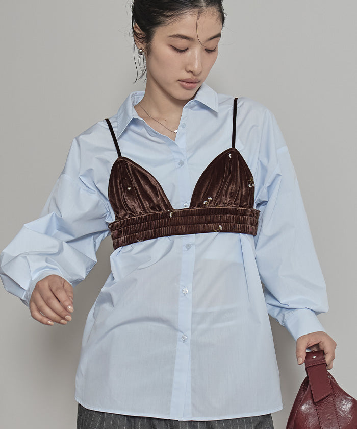 ミエット miette ビスチェセットベロアシャツ （ブラック） ブラック