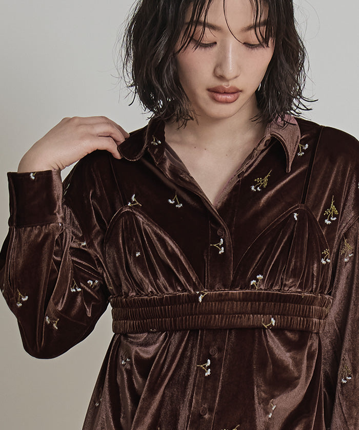 ミエット miette ビスチェセットベロアシャツ （ブラック） ブラック