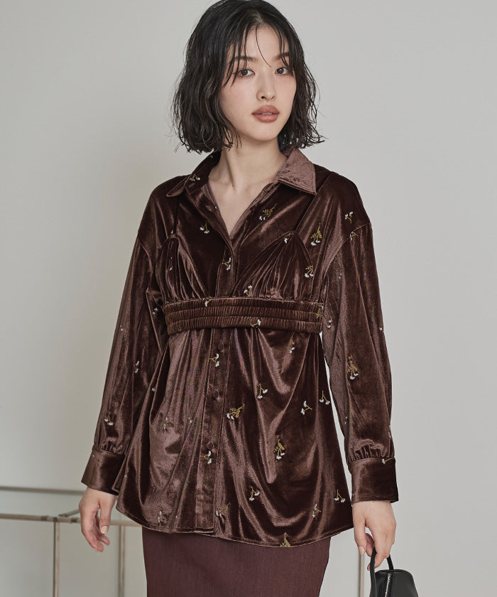 ミエット miette ビスチェセットベロアシャツ （ブラック） ブラック