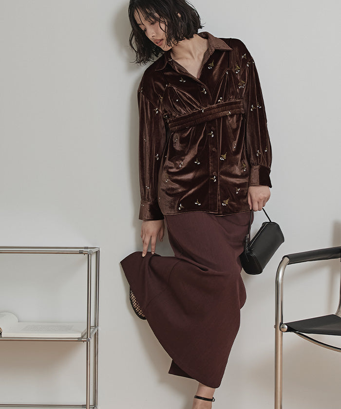 ミエット miette ビスチェセットベロアシャツ （ブラック） ブラック