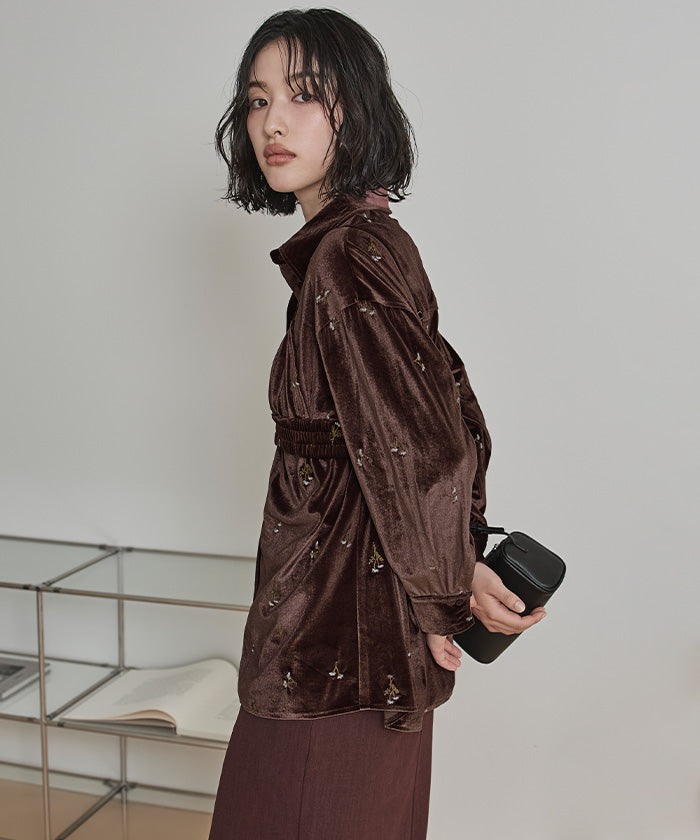 ミエット miette ビスチェセットベロアシャツ （ブラック） ブラック