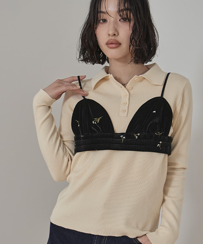 ミエット miette ビスチェセットベロアシャツ （ブラック） ブラック