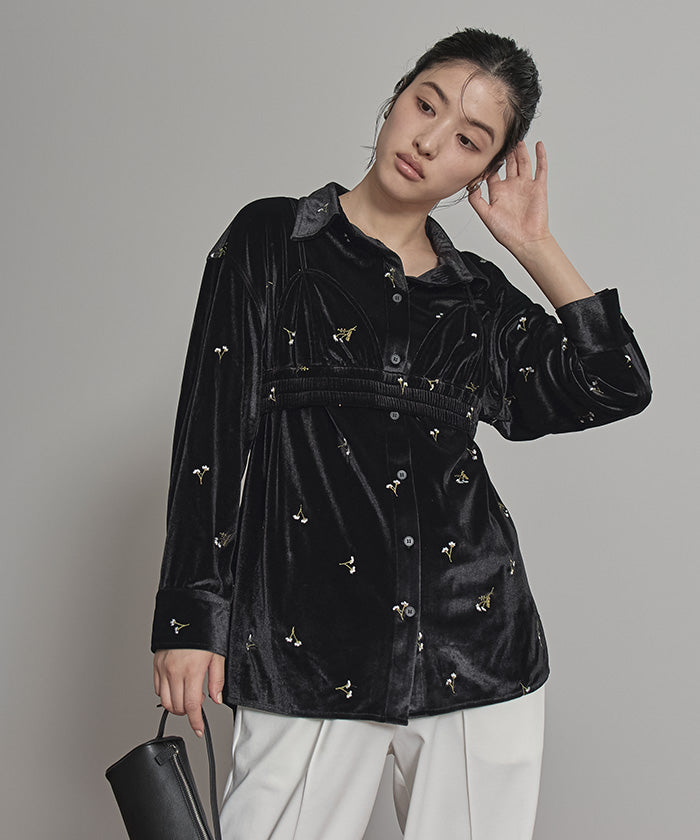 ミエット miette ビスチェセットベロアシャツ （ブラック） ブラック