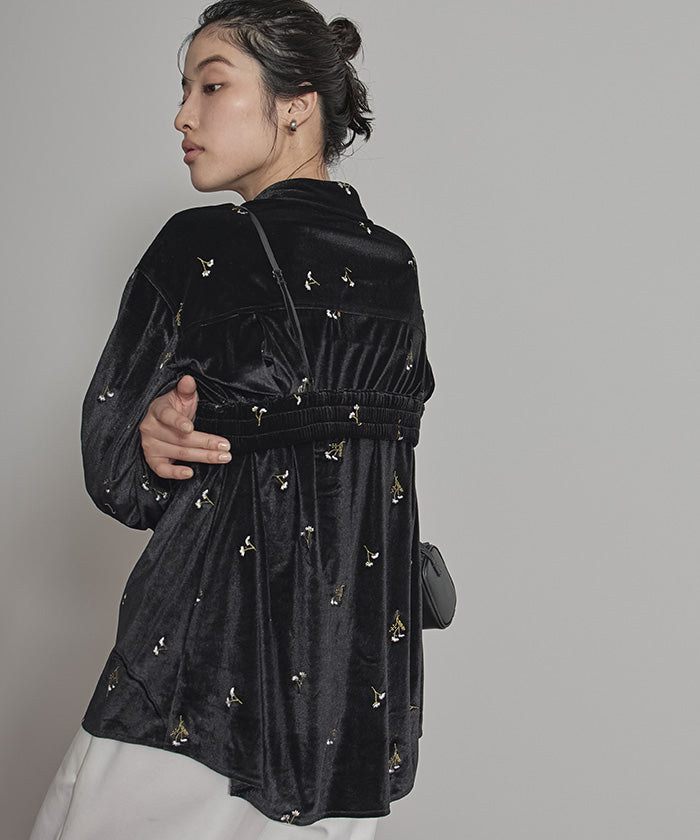 ミエット miette ビスチェセットベロアシャツ （ブラック） ブラック