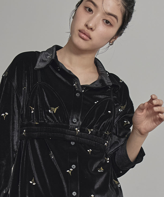 ミエット miette ビスチェセットベロアシャツ （ブラック） ブラック