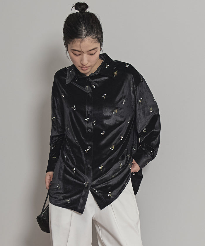 ミエット miette ビスチェセットベロアシャツ （ブラック） ブラック