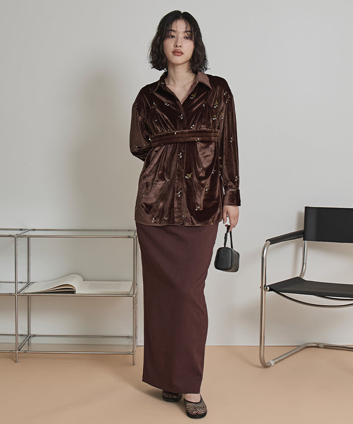 ミエット miette ビスチェセットベロアシャツ （ブラウン） ブラウン