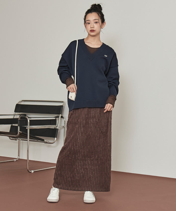 ミエット miette スポンディッシュ深Vネックニット （レッド） レッド