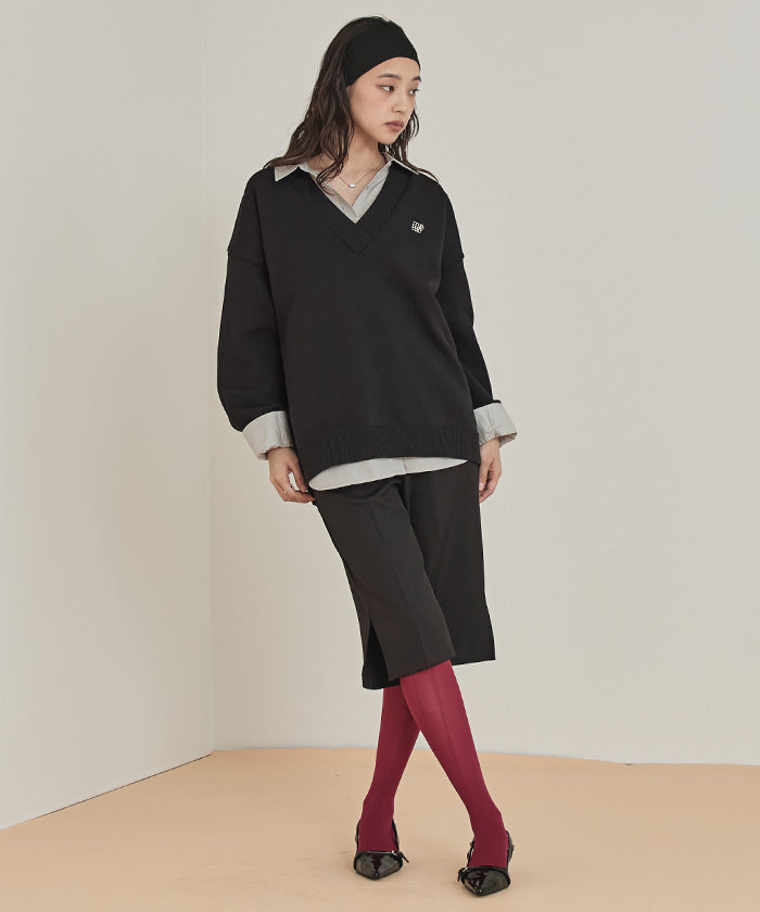 ミエット miette スポンディッシュ深Vネックニット （レッド） レッド