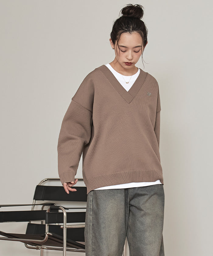ミエット miette スポンディッシュ深Vネックニット （レッド） レッド