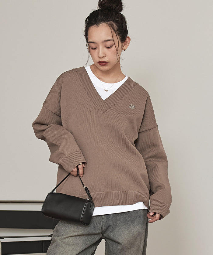 ミエット miette スポンディッシュ深Vネックニット （レッド） レッド