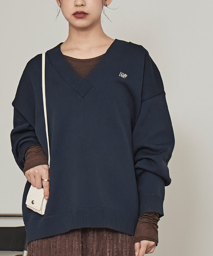 ミエット miette スポンディッシュ深Vネックニット （レッド） レッド