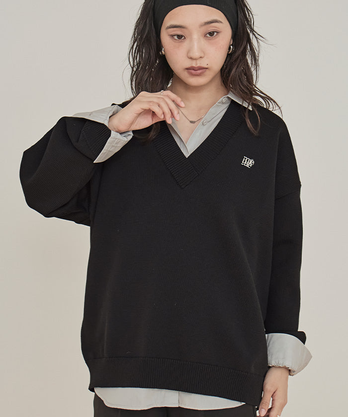 ミエット miette スポンディッシュ深Vネックニット （レッド） レッド