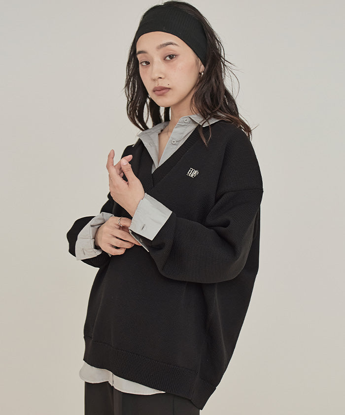 ミエット miette スポンディッシュ深Vネックニット （レッド） レッド