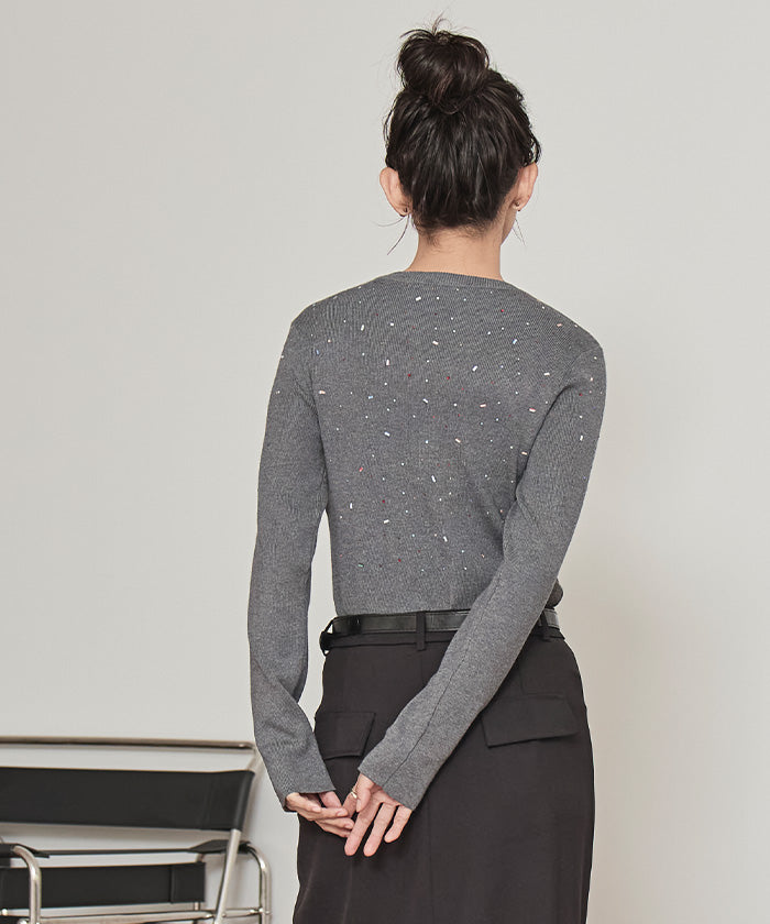 ミエット miette ビジュークルーネックニット （ブラック） ブラック