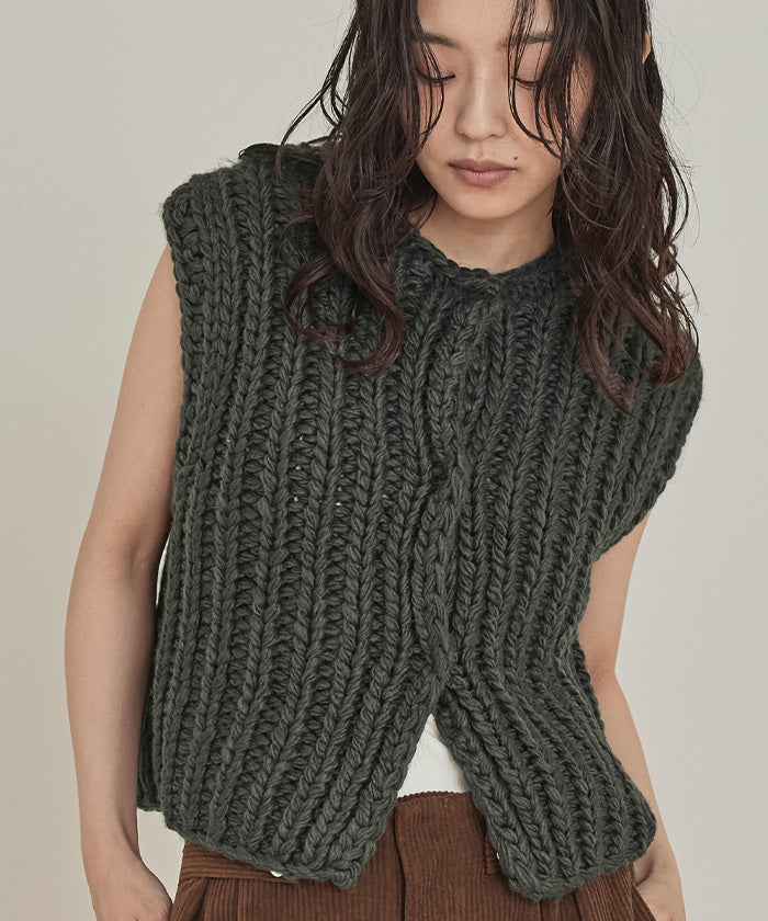 ミエット miette ローゲージハンドニットベスト （アイボリー） アイボリー