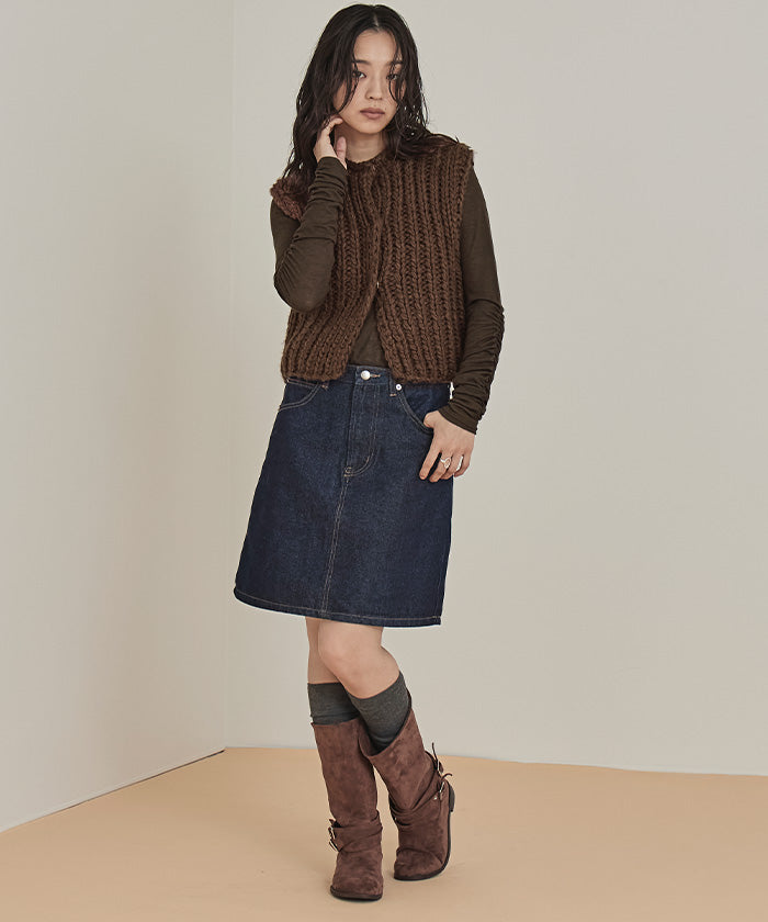 ミエット miette ローゲージハンドニットベスト （アイボリー） アイボリー