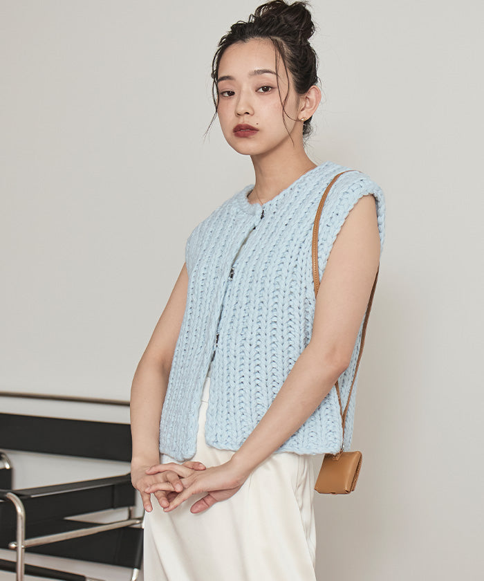 ミエット miette ローゲージハンドニットベスト （アイボリー） アイボリー