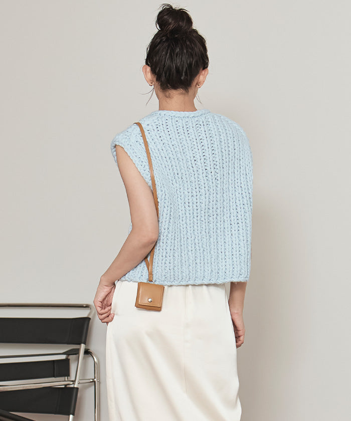 ミエット miette ローゲージハンドニットベスト （アイボリー） アイボリー