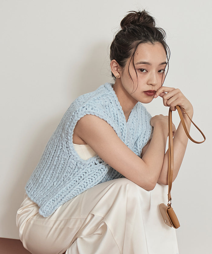 ミエット miette ローゲージハンドニットベスト （アイボリー） アイボリー