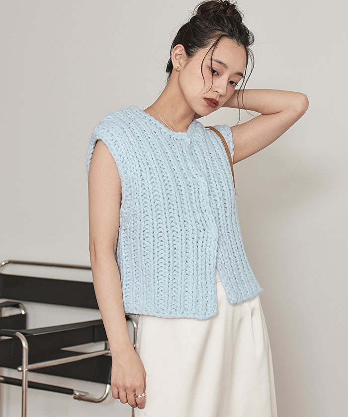 ミエット miette ローゲージハンドニットベスト （アイボリー） アイボリー