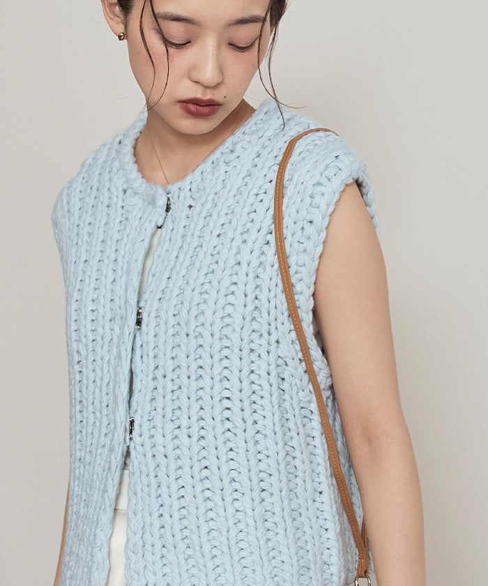 ミエット miette ローゲージハンドニットベスト （アイボリー） アイボリー