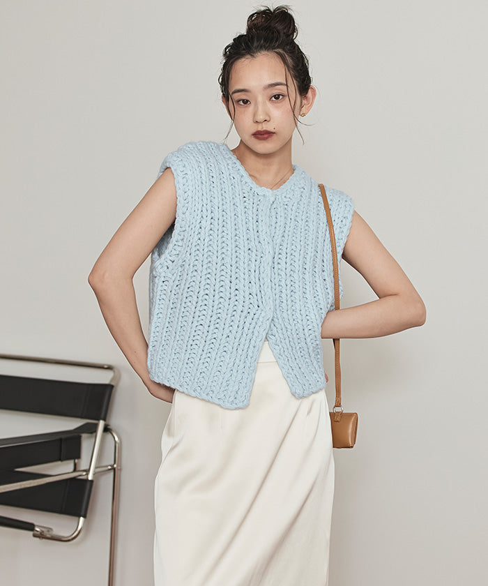 ミエット miette ローゲージハンドニットベスト （アイボリー） アイボリー
