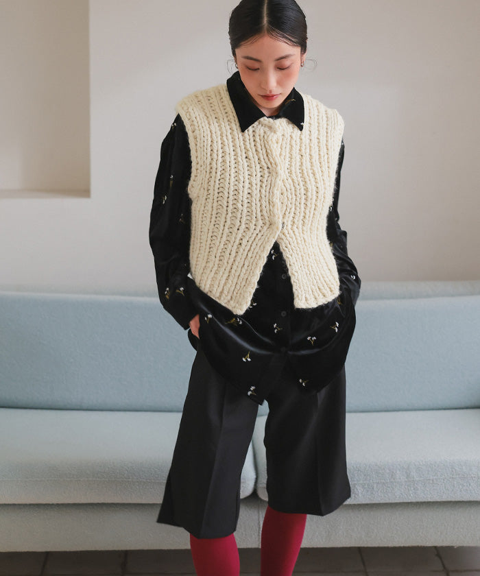 ミエット miette ローゲージハンドニットベスト （アイボリー） アイボリー