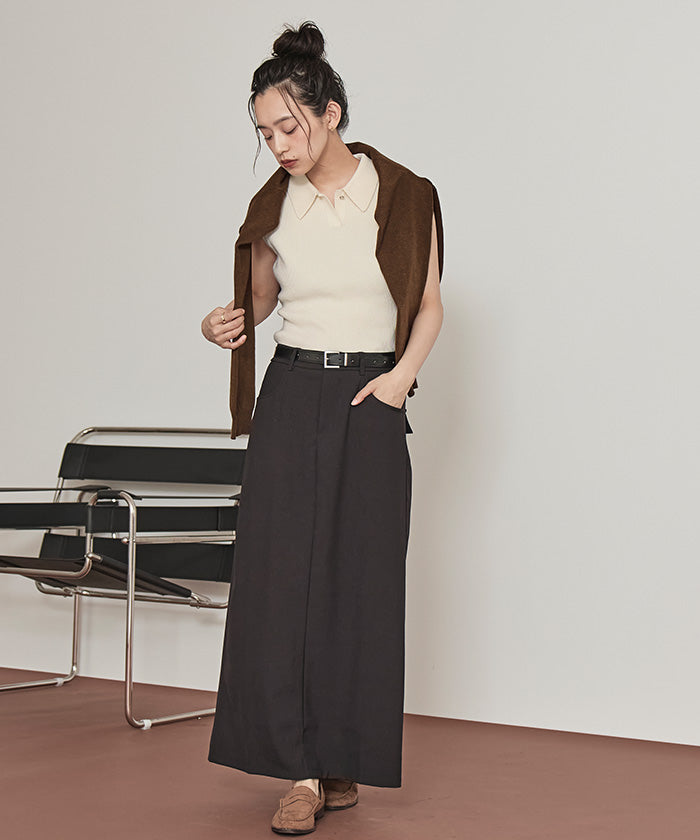 ミエット miette 襟付きトップスセットニットカーディガン （チャコール） チャコール