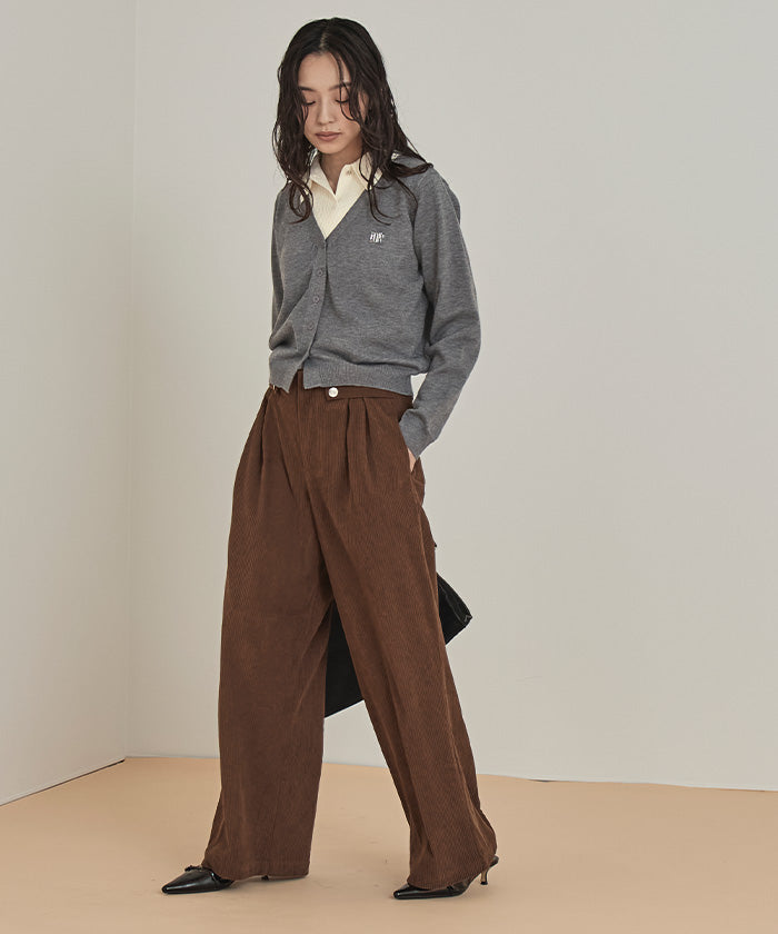 ミエット miette 襟付きトップスセットニットカーディガン （チャコール） チャコール