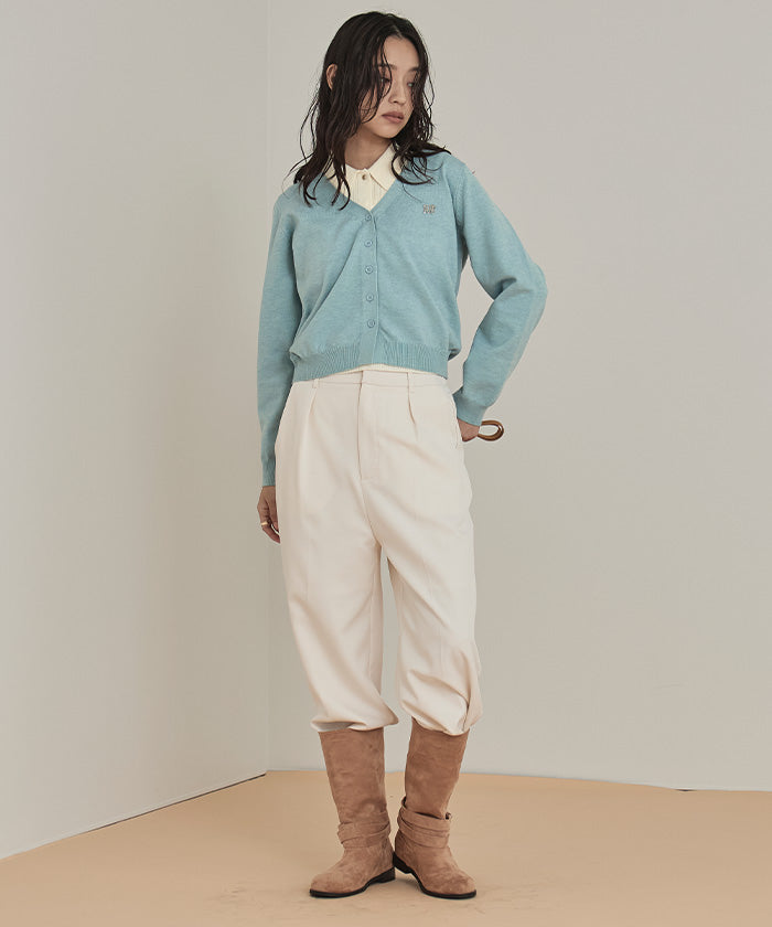 ミエット miette 襟付きトップスセットニットカーディガン （チャコール） チャコール