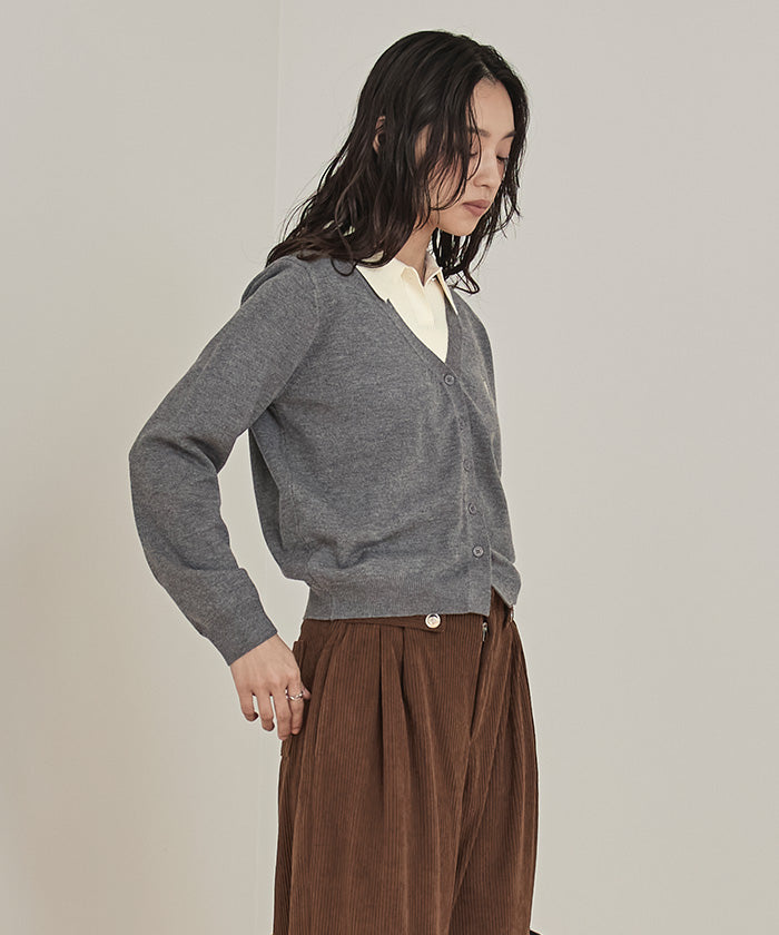ミエット miette 襟付きトップスセットニットカーディガン （チャコール） チャコール