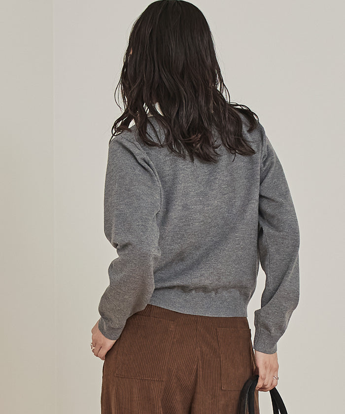 ミエット miette 襟付きトップスセットニットカーディガン （チャコール） チャコール