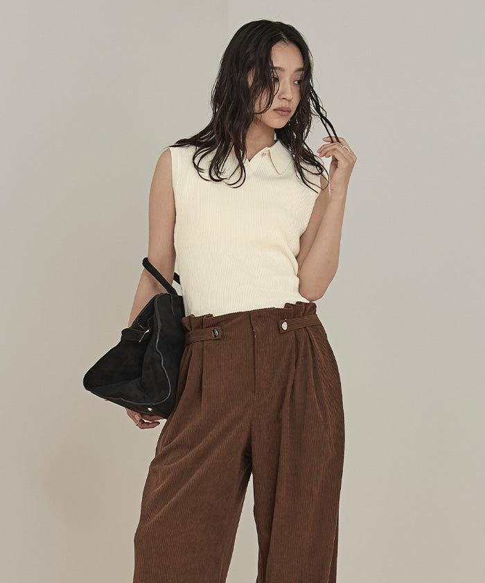 ミエット miette 襟付きトップスセットニットカーディガン （チャコール） チャコール