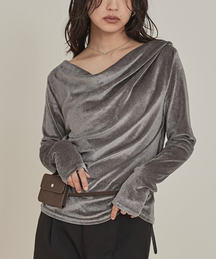 ミエット miette シアーベロアドレープトップス （オフホワイト） オフホワイト