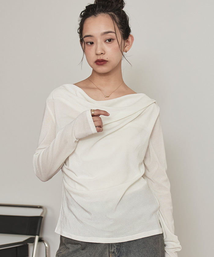 ミエット miette シアーベロアドレープトップス （オフホワイト） オフホワイト