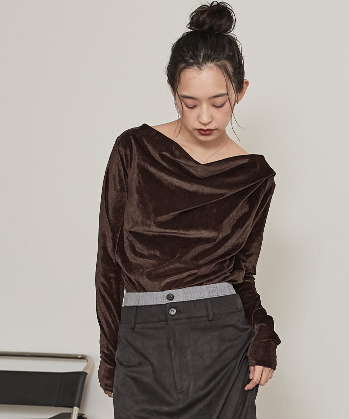 ミエット miette シアーベロアドレープトップス （オフホワイト） オフホワイト