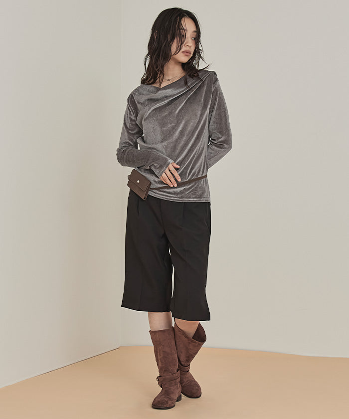 ミエット miette シアーベロアドレープトップス （オフホワイト） オフホワイト