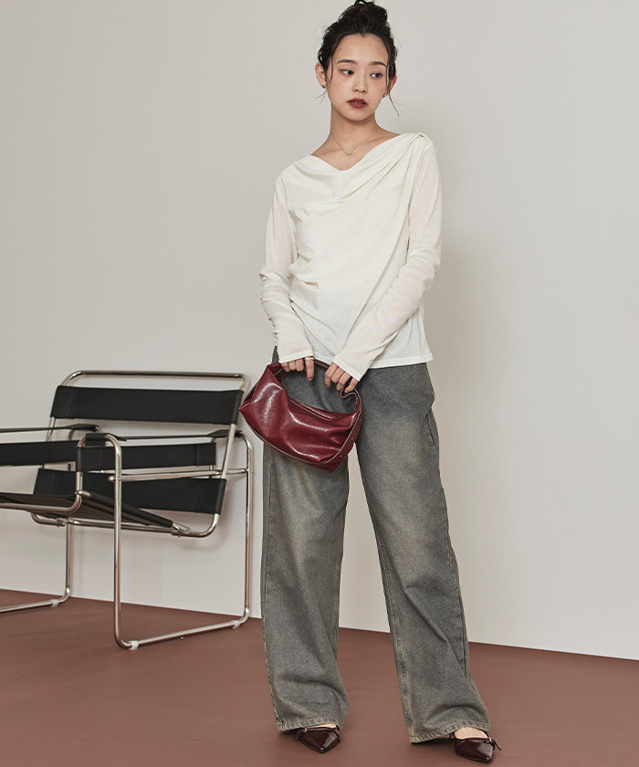 ミエット miette シアーベロアドレープトップス （オフホワイト） オフホワイト