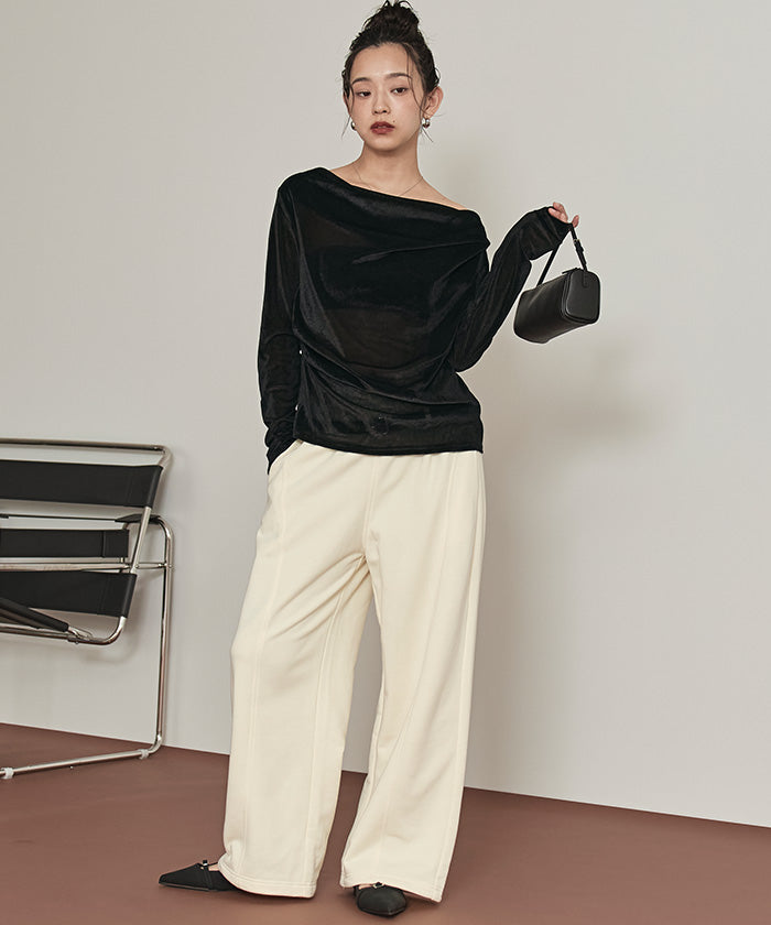 ミエット miette シアーベロアドレープトップス （オフホワイト） オフホワイト