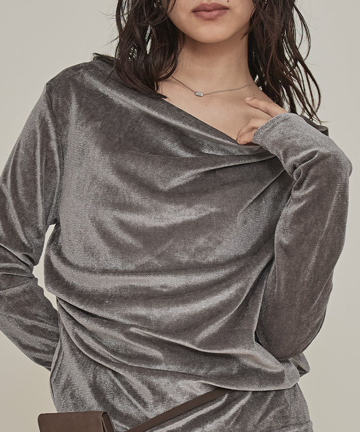 ミエット miette シアーベロアドレープトップス （オフホワイト） オフホワイト