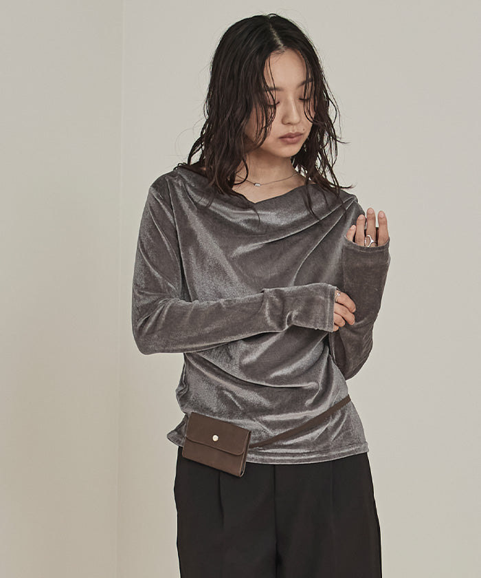 ミエット miette シアーベロアドレープトップス （オフホワイト） オフホワイト